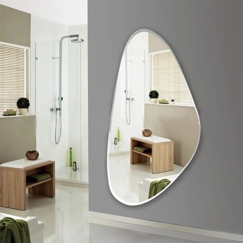 8263 - 17 STORIES 17 STORIES FRAMELESS ASYMMETRIC IRREGULAR SHAPE BEVELED WALL MIRROR PEBBLE STYLE / RRP: 1... 