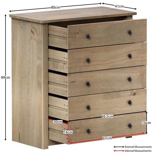 8268 - BRAMBLY COTTAGE SOMERS 5 DRAWER CHEST / RRP: 105.99 / GZ