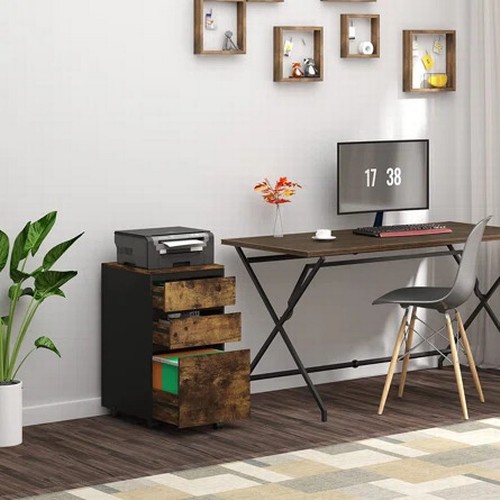 8269 - ALPEN HOME ORRIN 3 DRAWER FILING CABINET / COLOUR: BLACK/BROWN / RRP: 53.99 / GZ