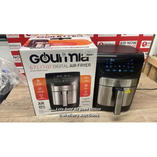 109 - GOURMIA 6.7L DIGITIAL AIR FRYER / POWERS UP / SIGNS OF USE / W1