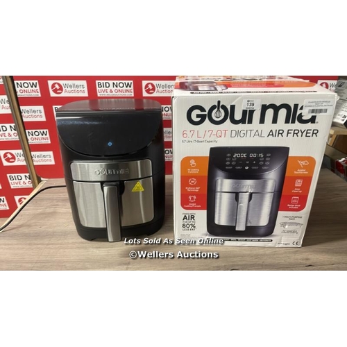 139 - GOURMIA 6.7L DIGITIAL AIR FRYER / POWERS UP / MINIMAL SIGNS OF USE / W1