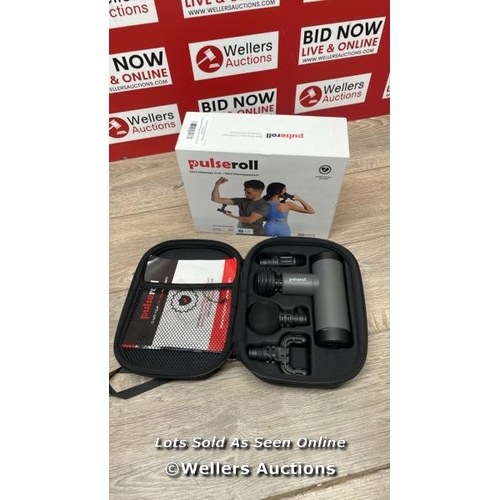 PULSEROLL MINI MASSAGE GUN WITH TRAVEL CASE / POWERS UP, MINIMAL SIGNS