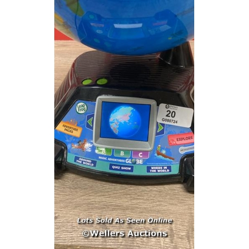 20 - LEAPFROG ADVENTURES MAGIC GLOBE / MINIMAL SINGS OF USE / POWERS UP / C27