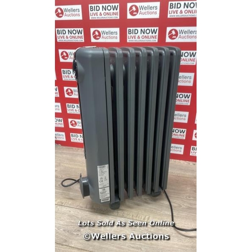 33 - DE'LONGHI RADIA S OIL FILLED 1.5KW GREY RADIATOR TRRS0715E.G / POWERS UP / SIGNS OF USE / P2