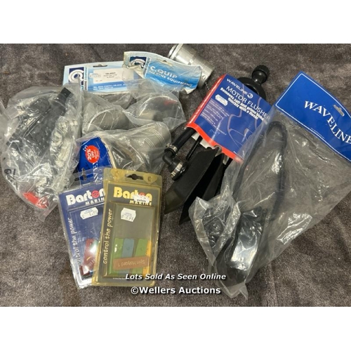 8040 - ASSORTED NEW BOATING ITEMS INCLUDING DECK FILLS, WAVELINE MOTOR FLUSHERS, ROPE LABELS AND ELECTRICAL... 