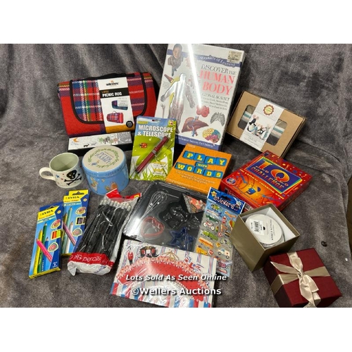 8048 - BOX OF ASSORTED NEW GAMES, CRAFT AND STATIONARY / T18