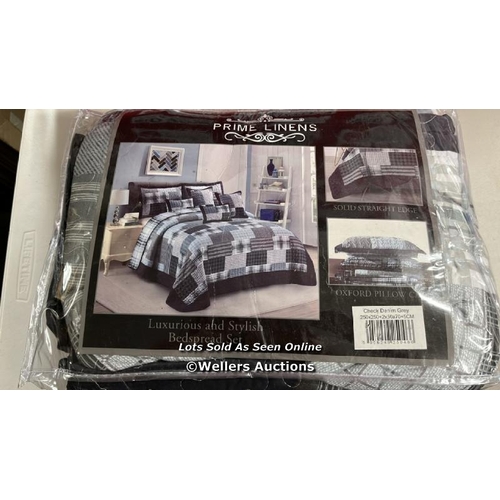 8385 - ALPEN HOME ELLA GREY MICROFIBRE BEDSPREAD SET / SIZE: 235 X 250CM BEDSPREAD + 2 PILLOW SHAMS / RRP: ... 