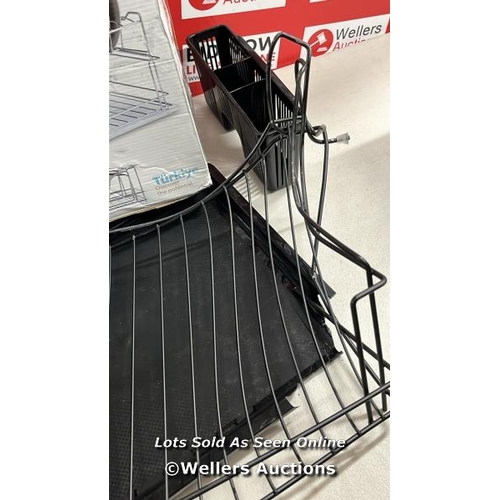 8457 - BELFRY KITCHEN 2 TIER BLACK DISH DRAINER CUTLERY DRIER KITCHEN RACK PLATE HOLDER BOTTOM TRAY / RRP: ... 