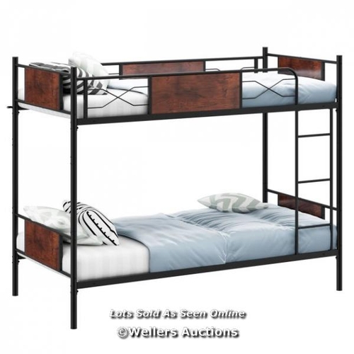 9001 - RRP: £160 - CONVERTIBLE METAL BUNK BED FRAME WITH LADDER AND SAFETY GUARDRAIL