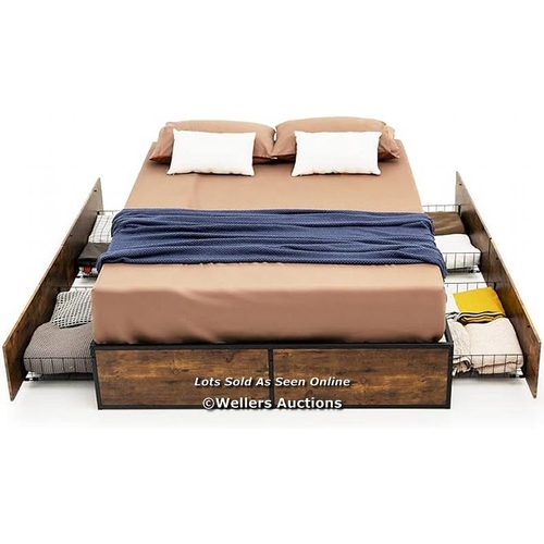 9002 - DOUBLE METAL BED FRAME WITH 4 UNDERBED DRAWERS