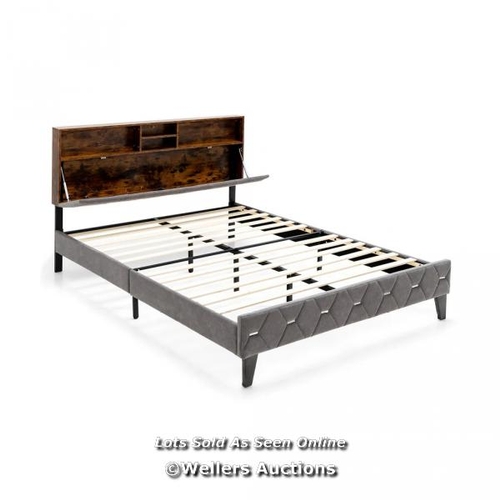 9003 - BED FRAME WITH STORAGE HEADBOARD AND SLAT SUPPORT-KING SIZE