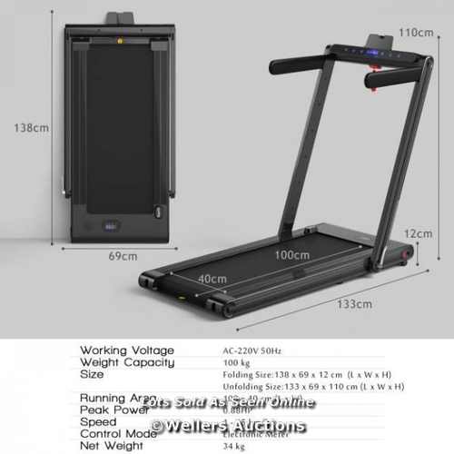 9008 - 2-IN-1 FOLDING UNDER DESK TREADMILL WITH DUAL LED DISPLAY