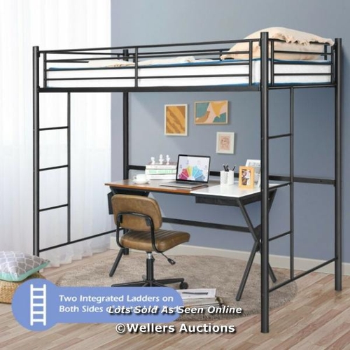 9030 - TWIN METAL LOFT BED FRAME WITH SAFETY GUARDRAIL