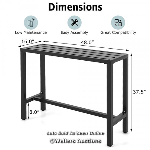 9032 - METAL BAR TABLE 48'' PATIO RECTANGULAR COUNTER HEIGHT DINING TABLE BLACK