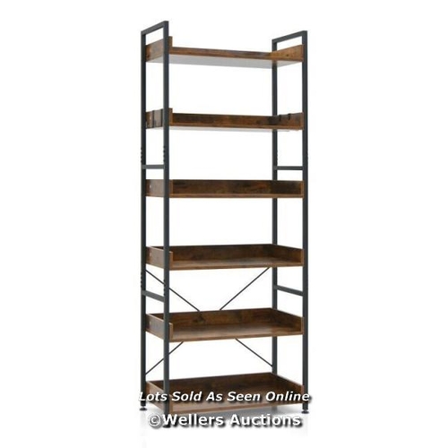 9034 - 6-TIER INDUSTRIAL BOOKSHELF VINTAGE BOOKCASE DISPLAY RACK STORAGE SHELF