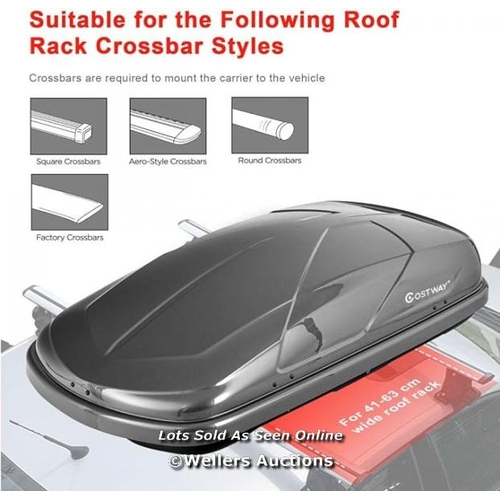 9039 - 400L CAPACITY HARD ROOF CARGO CARRIER WITH SECURITY KEYS & DUAL SIDE OPENING, WATERPROOF ROOFTOP LUG... 