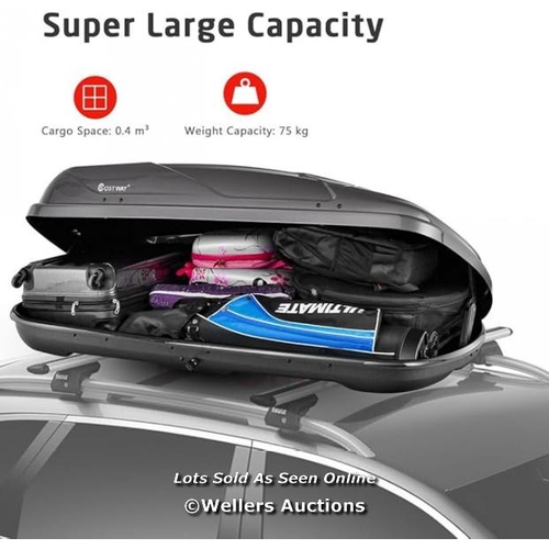 9039 - 400L CAPACITY HARD ROOF CARGO CARRIER WITH SECURITY KEYS & DUAL SIDE OPENING, WATERPROOF ROOFTOP LUG... 