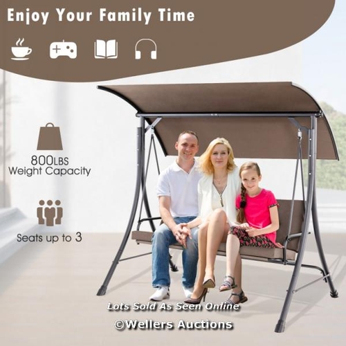 9043 - 3-SEAT OUTDOOR PORCH SWING WITH ADJUSTABLE CANOPY