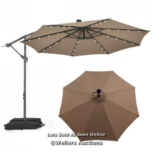 9055 - 10FT HANGING OFFSET UMBRELLA 32 LED LIGHTS BROWN