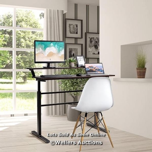 9061 - STANDING DESK CRANK ADJUSTABLE SIT TO STAND WORKSTATION WITH MONITOR SHELF