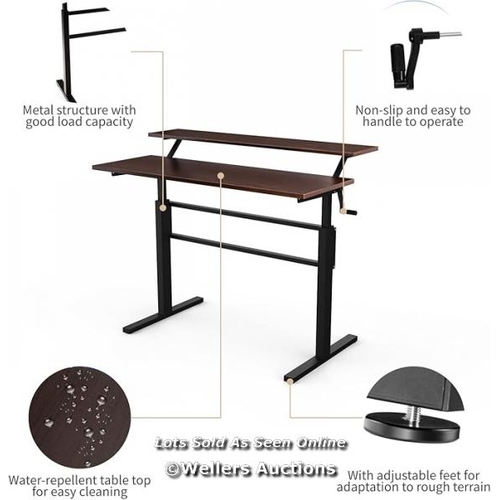 9061 - STANDING DESK CRANK ADJUSTABLE SIT TO STAND WORKSTATION WITH MONITOR SHELF