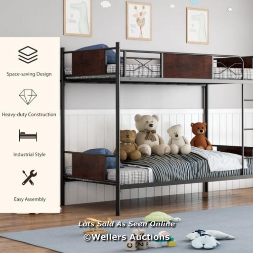 9062 - CONVERTIBLE METAL BUNK BED FRAME WITH LADDER AND SAFETY GUARDRAIL