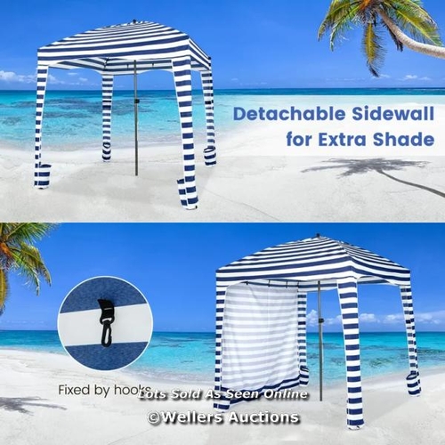 9078 - 6 FT. X 6 FT. BLUE PLUS WHITE FOLDABLE BEACH CABANA TENT