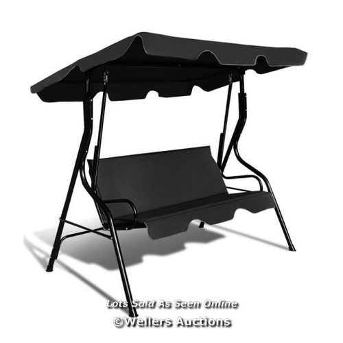 9081 - 3 SEAT OUTDOOR PATIO CANOPY SWING WITH CUSHIONED STEEL FRAME