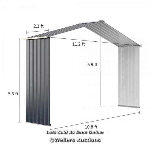 9085 - OUTDOOR STORAGE SHED EXTENSION KIT FOR 11.2 FT SHED WIDTH GREY