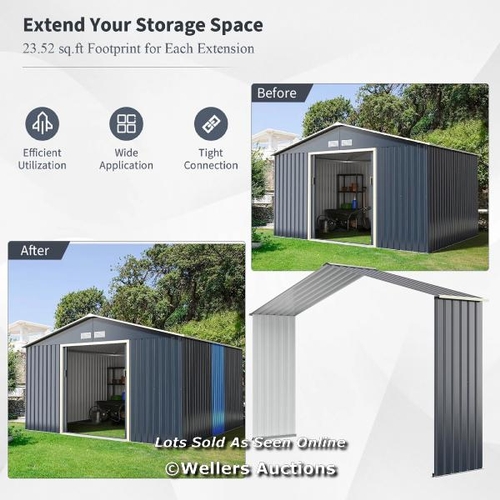 9085 - OUTDOOR STORAGE SHED EXTENSION KIT FOR 11.2 FT SHED WIDTH GREY