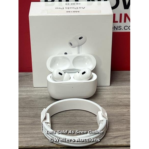 9307 - APPLE AIRPODS PRO (2ND GENERATION)(USB-C), MTJV3ZM/A / POWERS UP & CONNECTS VIA BLUETOOTH WITH SOUND... 