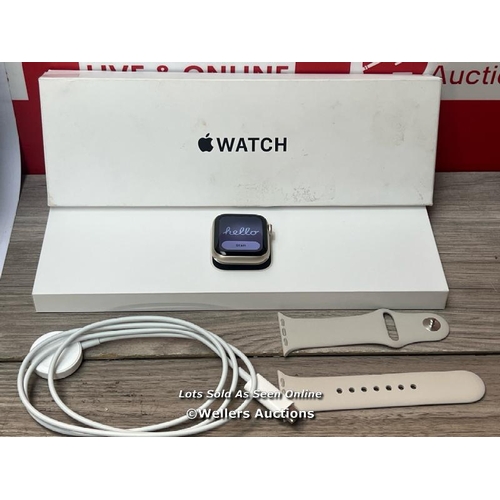 9311 - APPLE WATCH SE 40 GPS S/M MR9U3QA/A, STARLIGHT ALUMINUM / POWERS UP & CONNECTS TO IPHONE / ICLOUD UN... 