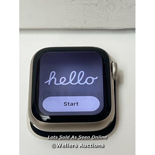 9311 - APPLE WATCH SE 40 GPS S/M MR9U3QA/A, STARLIGHT ALUMINUM / POWERS UP & CONNECTS TO IPHONE / ICLOUD UN... 