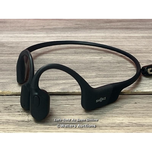 9320 - SHOKZ OPEN RUN BONE CONDUCTION HEADPHONES / POWERS UP & CONNECTS VIA BLUETOOTH WITH SOUND / SIGNS OF... 