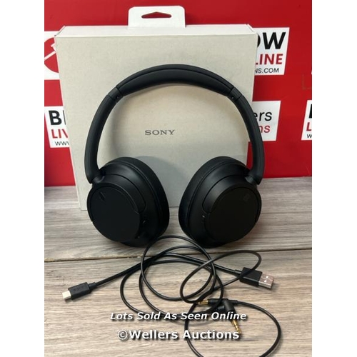 9327 - SONY WHCH720NB NOISE CANCELLING OVEREAR HEADPHONES / POWERS UP & CONNECTS VIA BLUETOOTH WITH SOUND /... 