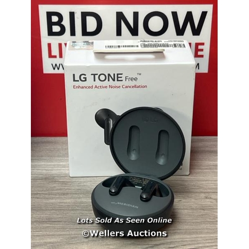 9328 - LG UFP5 WIRELESS EARBUDS / POWERS UP & CONNECTS VIA BLUETOOTH WITH SOUND THROUGH RIGHT EAR ONLY / SI... 