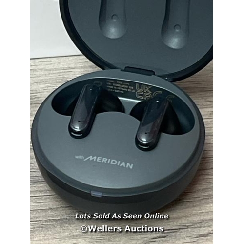 9328 - LG UFP5 WIRELESS EARBUDS / POWERS UP & CONNECTS VIA BLUETOOTH WITH SOUND THROUGH RIGHT EAR ONLY / SI... 