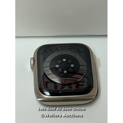 9329 - APPLE WATCH 8 45 GPS STARLIGHT ALUMINUM MNK73B/A / POWERS UP / ICLOUD UNLOCKED / APPEARS NEW OPEN BO... 