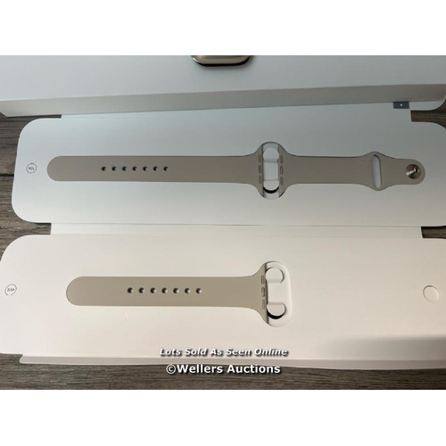 9329 - APPLE WATCH 8 45 GPS STARLIGHT ALUMINUM MNK73B/A / POWERS UP / ICLOUD UNLOCKED / APPEARS NEW OPEN BO... 