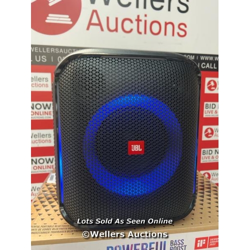 9331 - JBL PARTYBOX SPEAKER WITH MICROPHONE / POWERS UP, CONNECTS TO BT & PLAYS MUSIC / MINIMAL SIGNS OF US... 