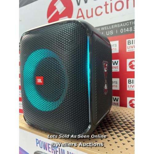 9331 - JBL PARTYBOX SPEAKER WITH MICROPHONE / POWERS UP, CONNECTS TO BT & PLAYS MUSIC / MINIMAL SIGNS OF US... 