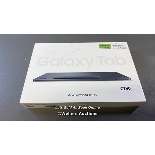 9533 - NEW IN THE BOX SAMSUNG GALAXY TAB S7 FE 5G / SM-T736B / MYSTIC BLACK / 128GB / SN: R52W206PM7E / GOO... 