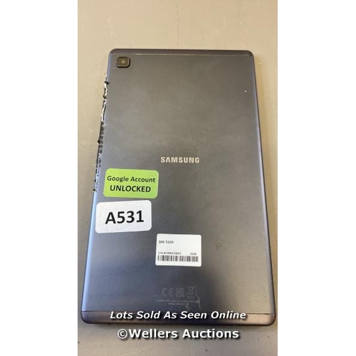 9538 - SAMSUNG GALAXY TAB A7 LITE 8.7'' (2021) / WI-FI / SM-T220 / SN: R9JRB0CKB0Z / GOOGLE ACCOUNT UNLOCKE... 