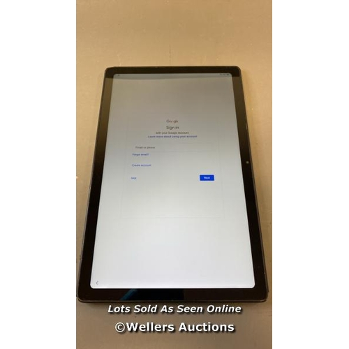 9539 - SAMSUNG GALAXY TAB A7 / SN: R9TR702YHMJ / GOOGLE ACCOUNT LOCKED / POWERS UP & RESTORED TO FACTORY DE... 