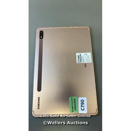 9554 - SAMSUNG GALAXY TAB S7 / SM-T875 / 128GB / SN: R52NA0DWGKJ / GOOGLE ACCOUNT UNLOCKED / POWERS UP & RE... 