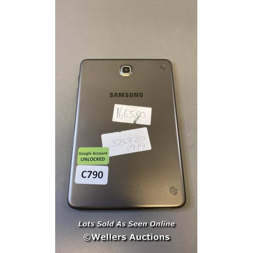 9557 - SAMSUNG GALAXY TAB A 8.0'' / WI-FI / SM-T350 / SN: R52K40XHRJK / GOOGLE ACCOUNT UNLOCKED / POWERS UP... 