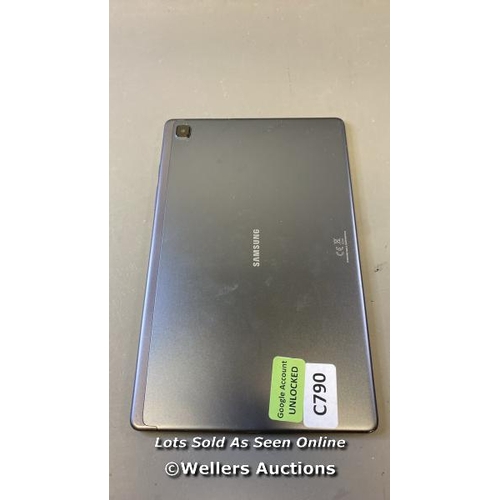 9579 - SAMSUNG GALAXY TAB A7 / SM-T500N / SN: R9TR80745JE / GOOGLE ACCOUNT UNLOCKED / POWERS UP & RESTORED ... 