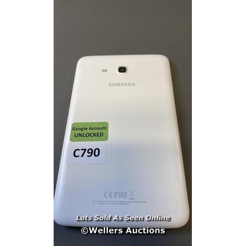 9582 - SAMSUNG GALAXY TAB 3 LITE / SM-T113 / SN: R52KB27FD6T / GOOGLE ACCOUNT LOCKED / POWERS UP & RESTORED... 