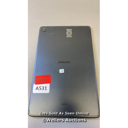 9607 - SAMSUNG GALAXY TAB S6 LITE / SM-P619 / IMEI: 352294622089152 / GOOGLE ACCOUNT LOCKED / POWERS UP & R... 