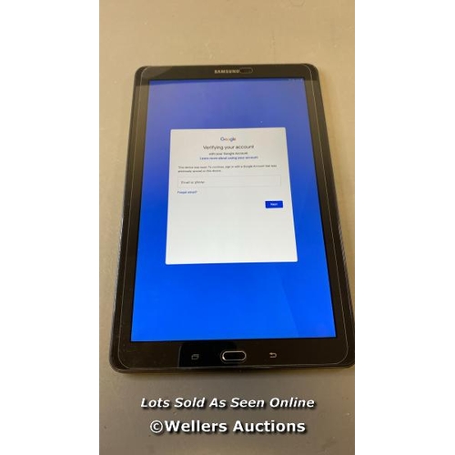 9645 - SAMSUNG GALAXY TAB A / SM-P585NO / SN: R54K502PTFZ / GOOGLE ACCOUNT LOCKED / POWERS UP & RESTORED TO... 